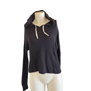 Forever21 womens black grunge hoodie L gothic black knit sweater